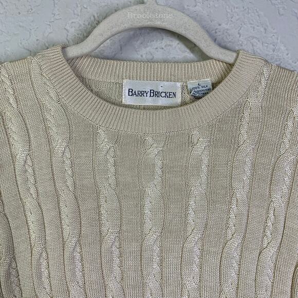 BARRY BRICKIN Sweater Vintage Silk Cable Knit‎ Crew Neck Pullover Drop Shoulder - Picture 3 of 11